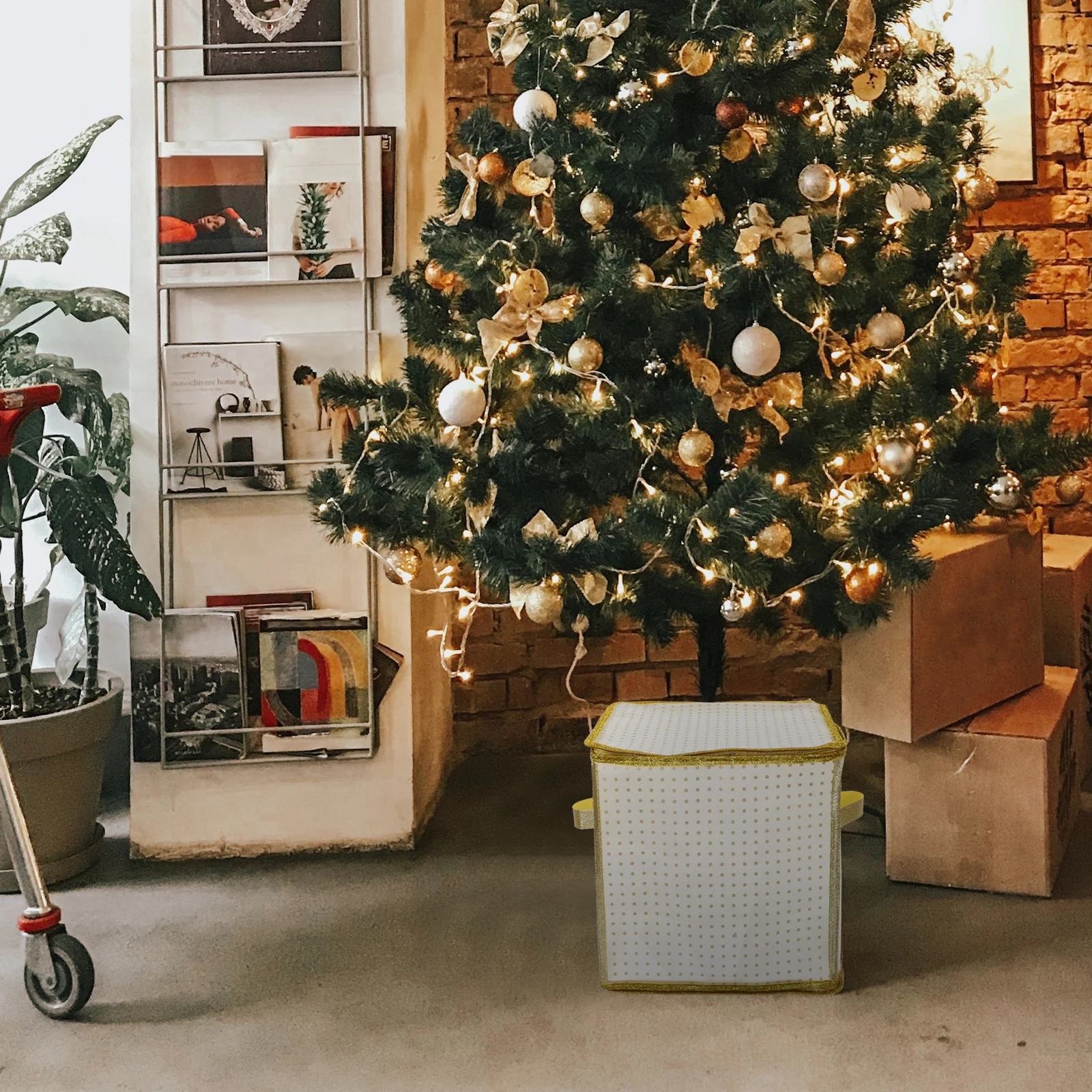 Organizador de bolas de Navidad de 75 rejillas, caja de almacenamiento de adornos navideños de tela Oxford, estuche ligero para decoración navideña