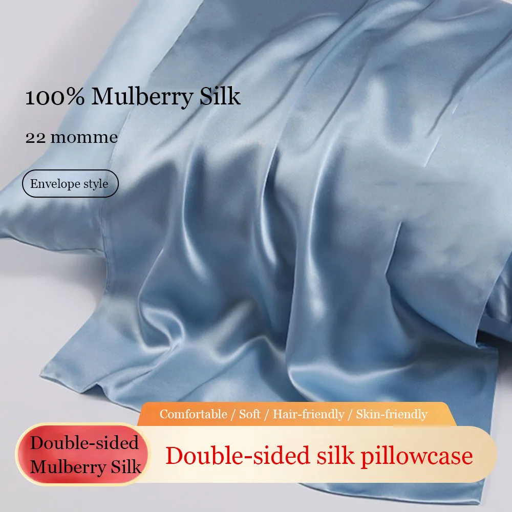 100% Mulberry Silk Pillowcase 22 Momme Double-Sided Envelope, Cooling Silk Pillow Case 51x76cm for Hair and Skin Sleep