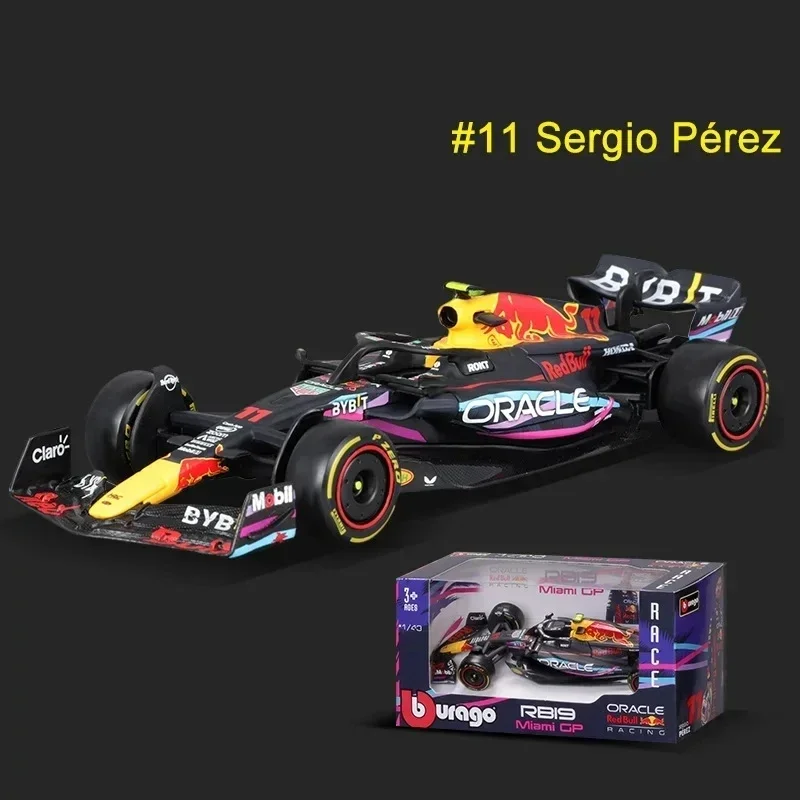 Bburago-Oracle Red Bull Racing Rb19 versión Miami Grand Prix, modelo de coche en miniatura de aleación fundido a presión, juguete para regalo de Navidad, 1:43