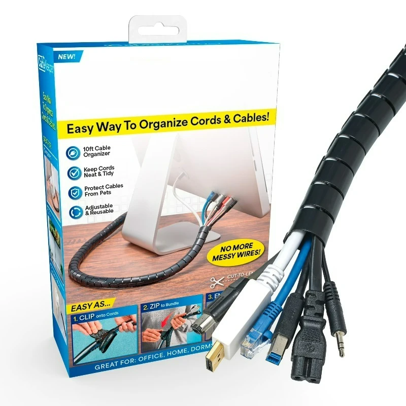 

Cord Organizer, 10-Foot Adjustable Cord Cover, TV & Computer Cord Organizer