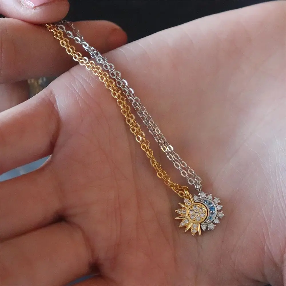 الشمس والقمر المغناطيسي قلادة أشعة الشمس وضوء القمر الشمس القمر قلادة الذهب الشمس عيد الحب زوجين المجوهرات