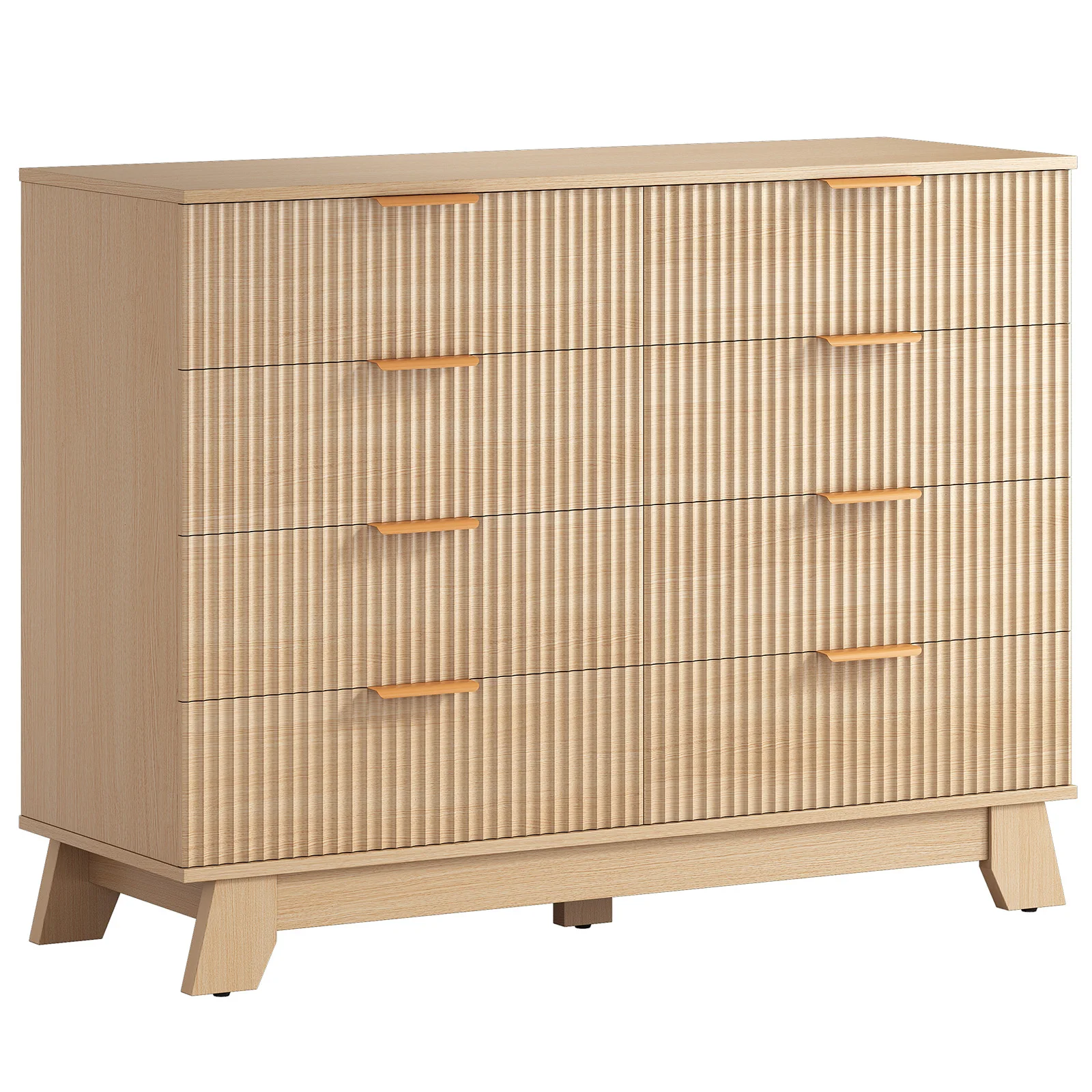 MCQ Grooved Wooden 8 Drawers Storage Cabinet 39.4