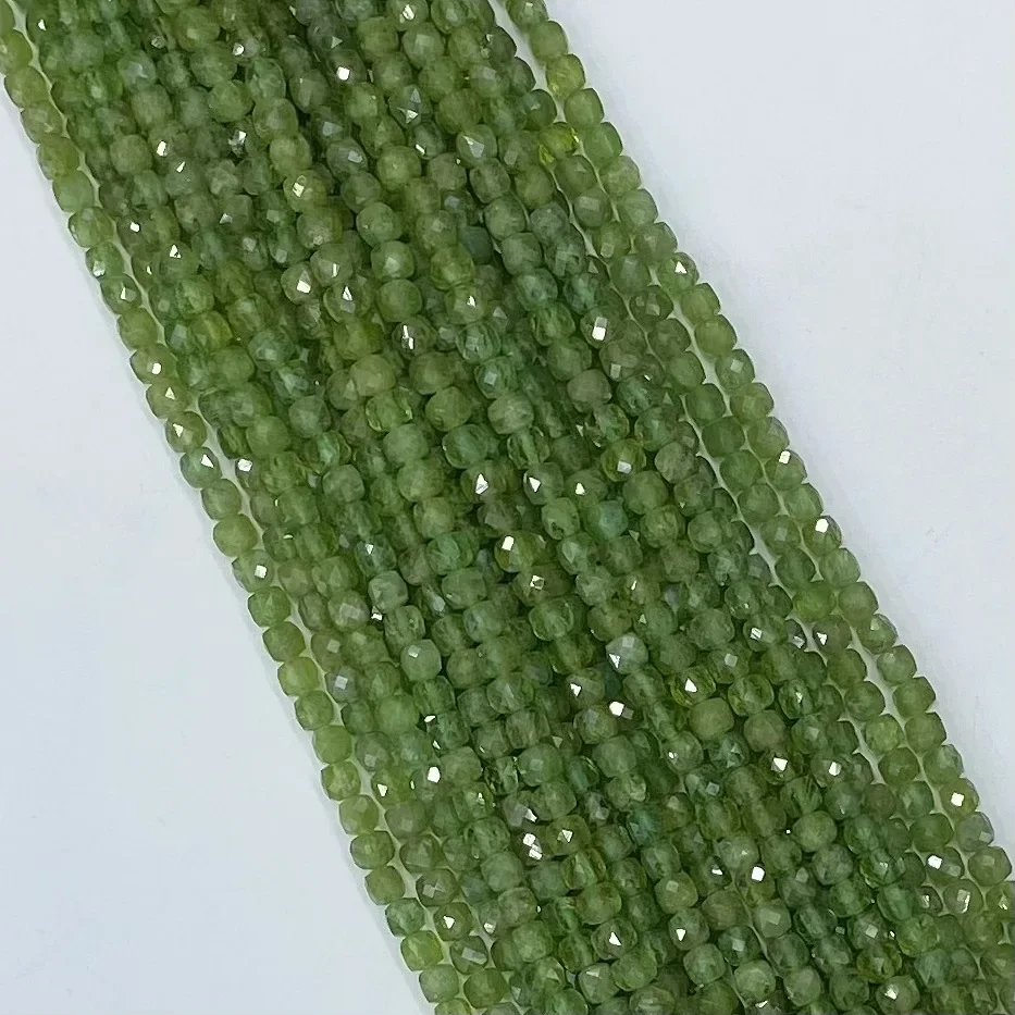 Natural Green Apatite Facted Cube Shape Loose Beads Jewelry Making DIY Bracelet Necklace 38cm Manufacturer for Woman Wholesale