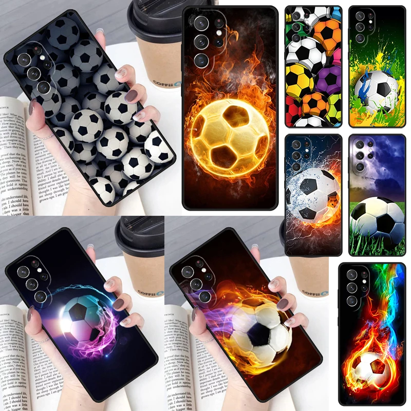 Fire Football Ball Soccer Cover For Samsung Galaxy S23 Ultra S22 S20 S21 FE S8 S9 S10 Plus Note 10 20 Ultra phone Case