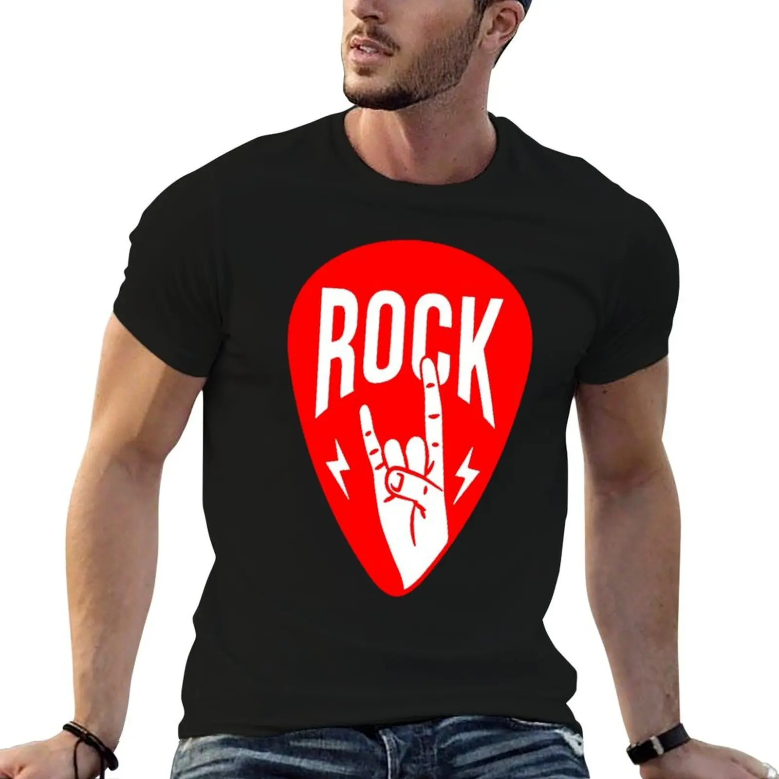 تي شيرت كاجوال من القطن تي شيرت تي شيرت روك 100% تي شيرت رجالي موسيقى أساسية #1