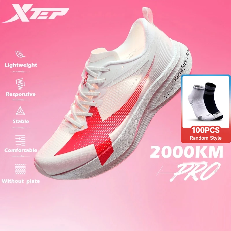 XTEP 2000km PRO Running Sneakers For Women 2026 Spring Stability Comfort Cushioned Lightweight Female Sports shoes 874218110043