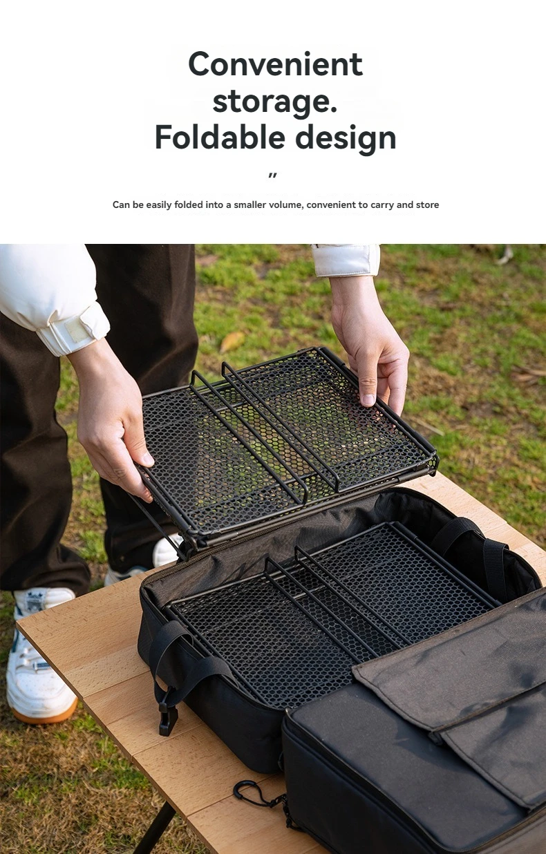 CAMPINGMOON CK-24BF hexagonal pattern open net cage camping home folding storage basket IGT one unit storage box