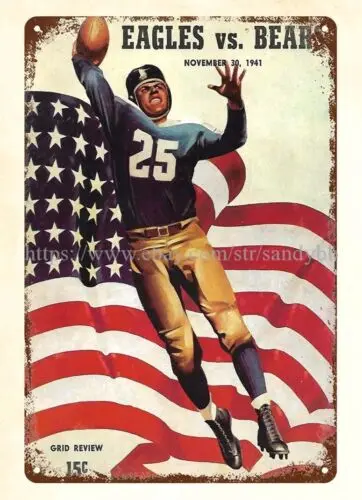 1941 football  vs  Program metal tin sign wall sign