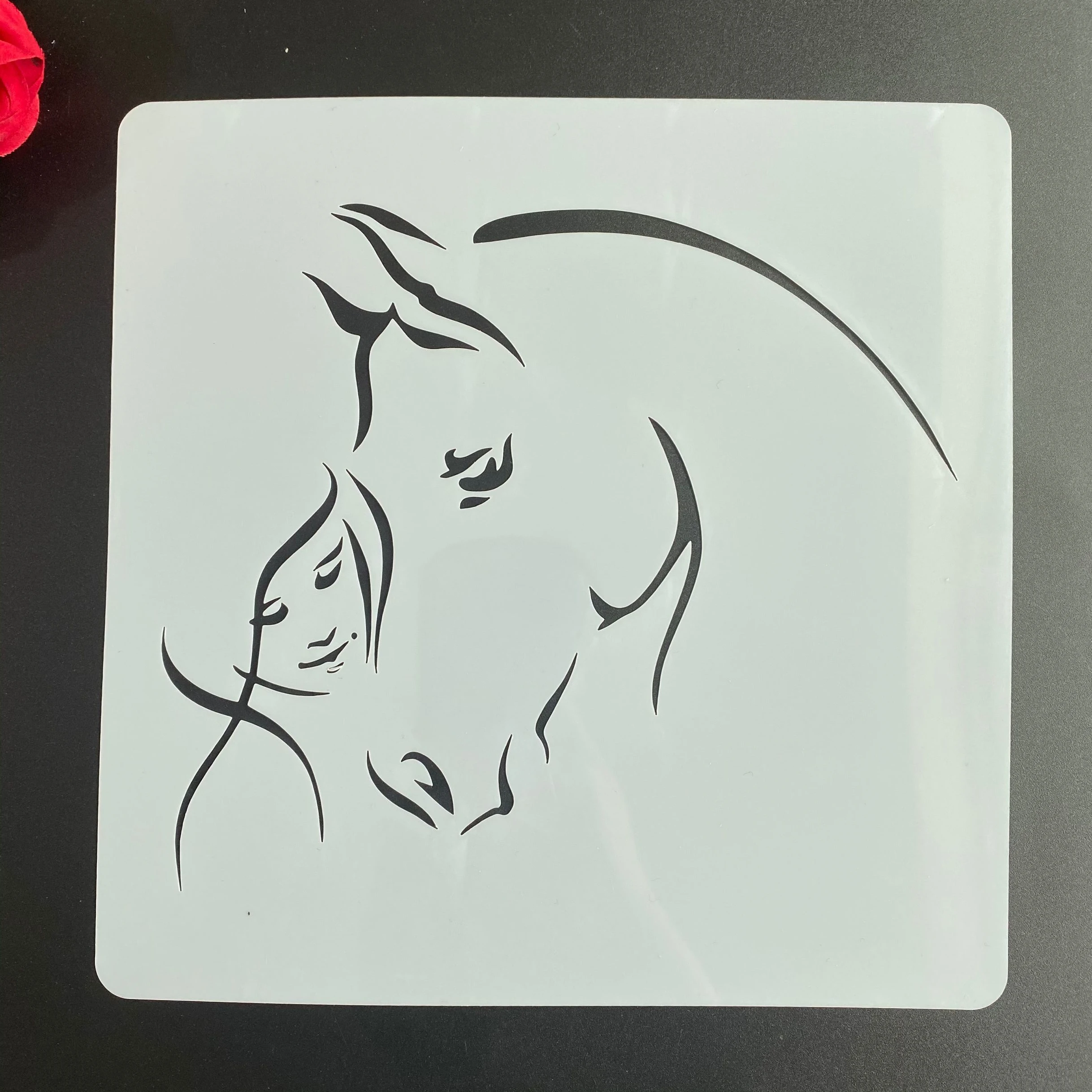 20 *20 cm  DIY horse animal mandala mold for painting stencils stamped photo album embossed paper card on wood, fabric wall