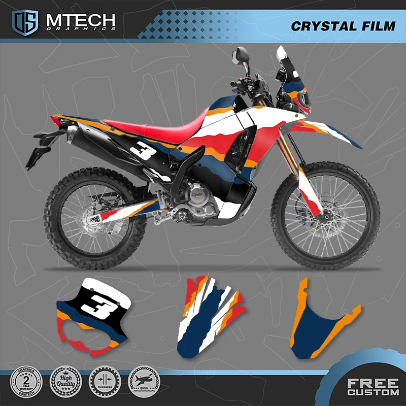 DSMTECH Custom Motorcycle Graphics Enduro Decals Stickers Kits For HONDA 2021 CRF250 300 RALLY-3