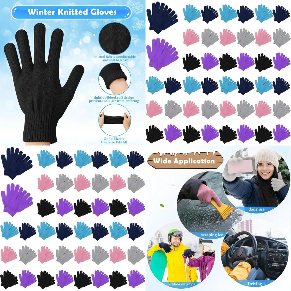 

100 упаковок теплых вязаных перчаток для зимы — эластичные, объемные, для мужчин и женщин — идеально подходят для помощи и пожертвований бездомного периода