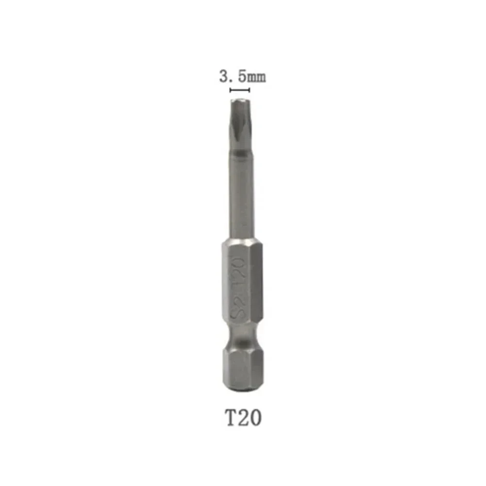 육각 섕크 5 포인트 마그네틱 Torx 스크루드라이버 비트, 합금강 스크루드라이버 비트, 1 개, 50mm, 1/4 인치, T10, T15, T20, T25, T27, T30, T40