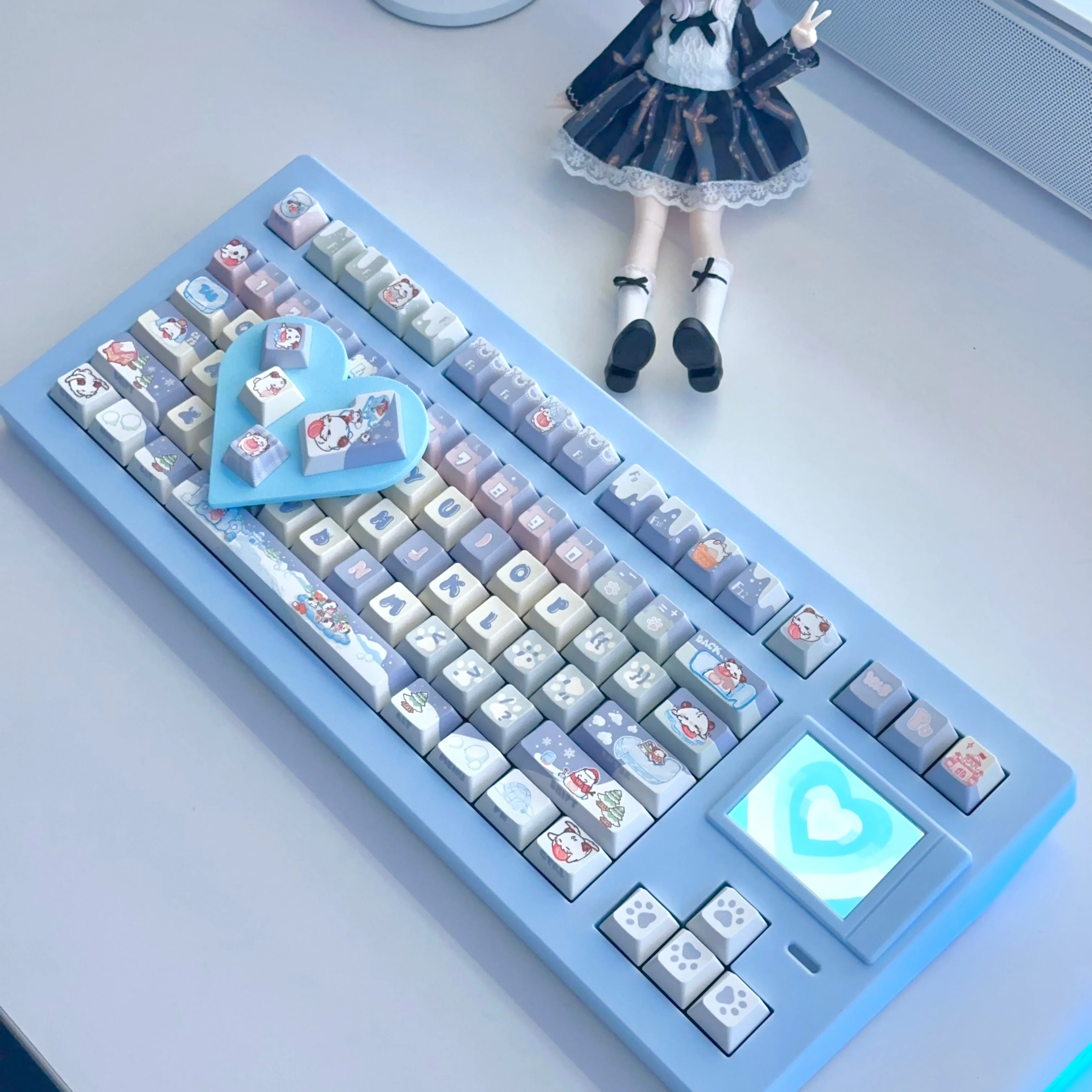 ZONGJI Ice and Snow Pbt التسامي الحراري لوحة المفاتيح الميكانيكية Keycap الإبداع الثاني