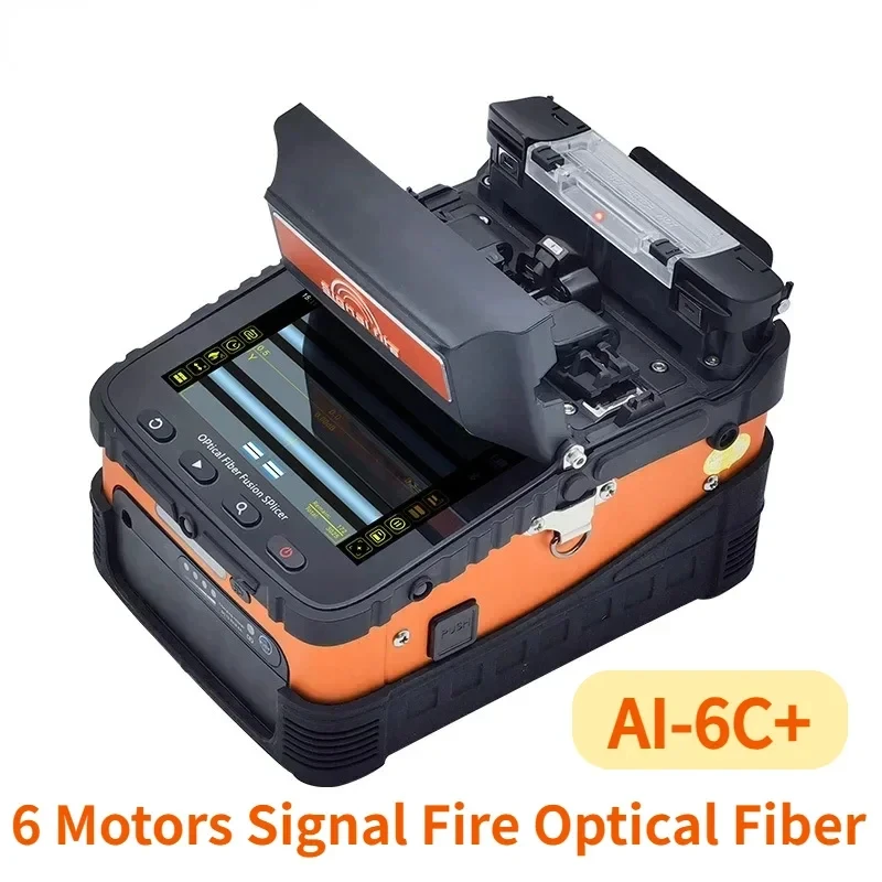 

AI-6C+ Optical Fiber Fusion Splicer Signal Fire Six Motors FTTH Fiber Optic Splicing Machine 8S Splicing Time 18s Fast Heating