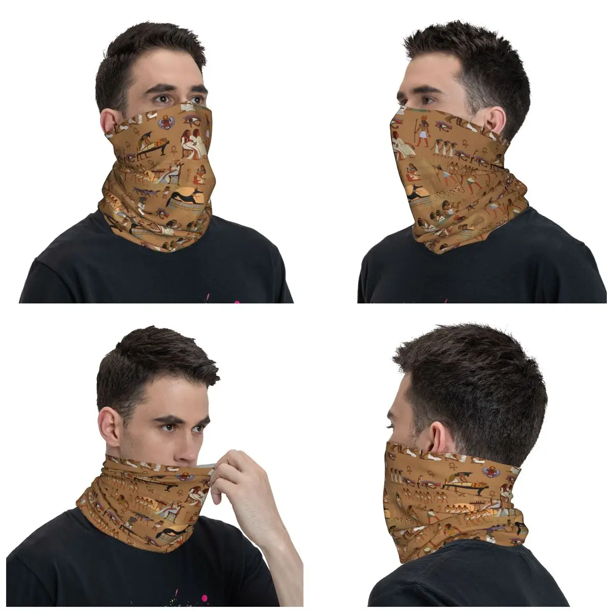 Ancient Egypt Egyptian Hieroglyphs Bandana Neck Cover Printed Magic Scarf Multi-use Face Mask Running Unisex Adult Windproof