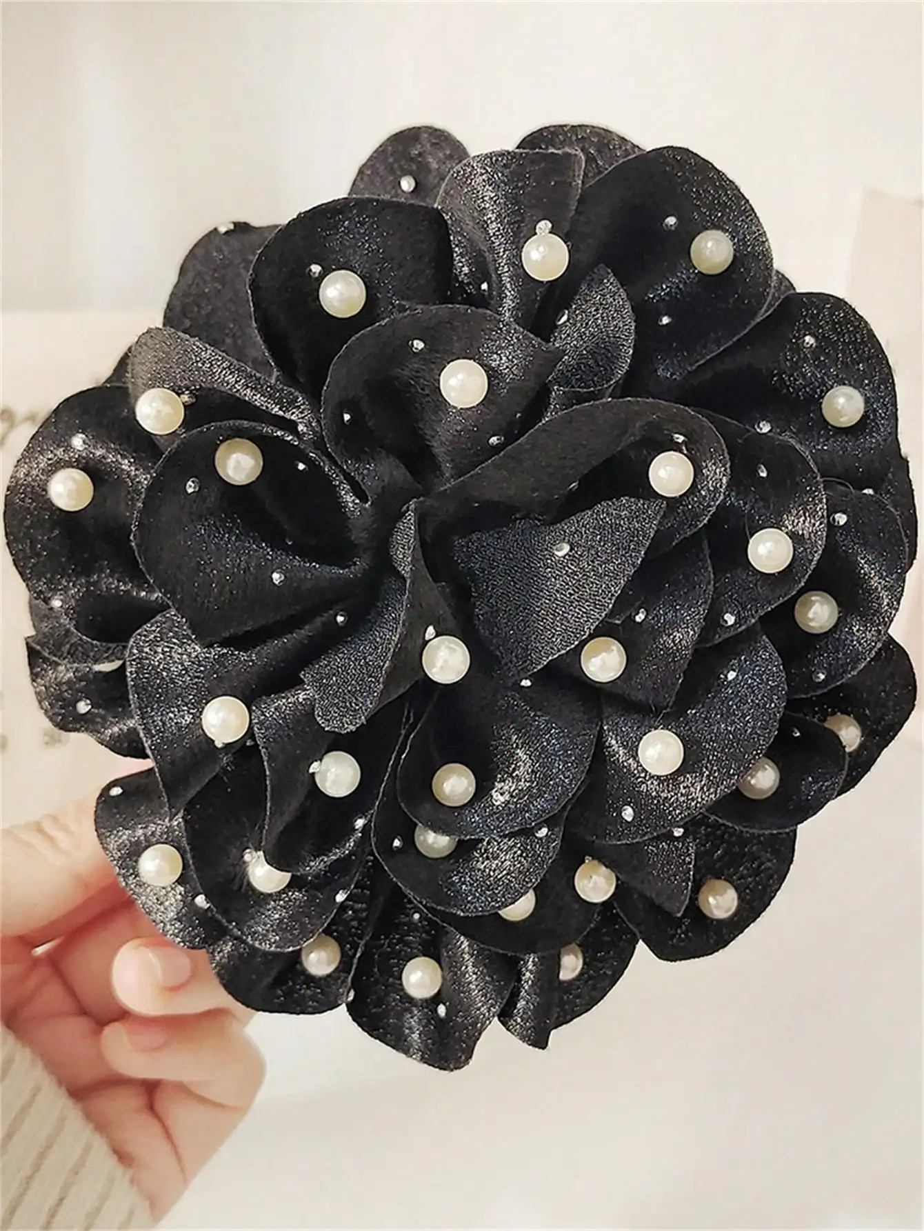 1 women\'s spring new beads full of Stars large elegant flower grab clip hair clip hair accessories net red ponytail hair clip