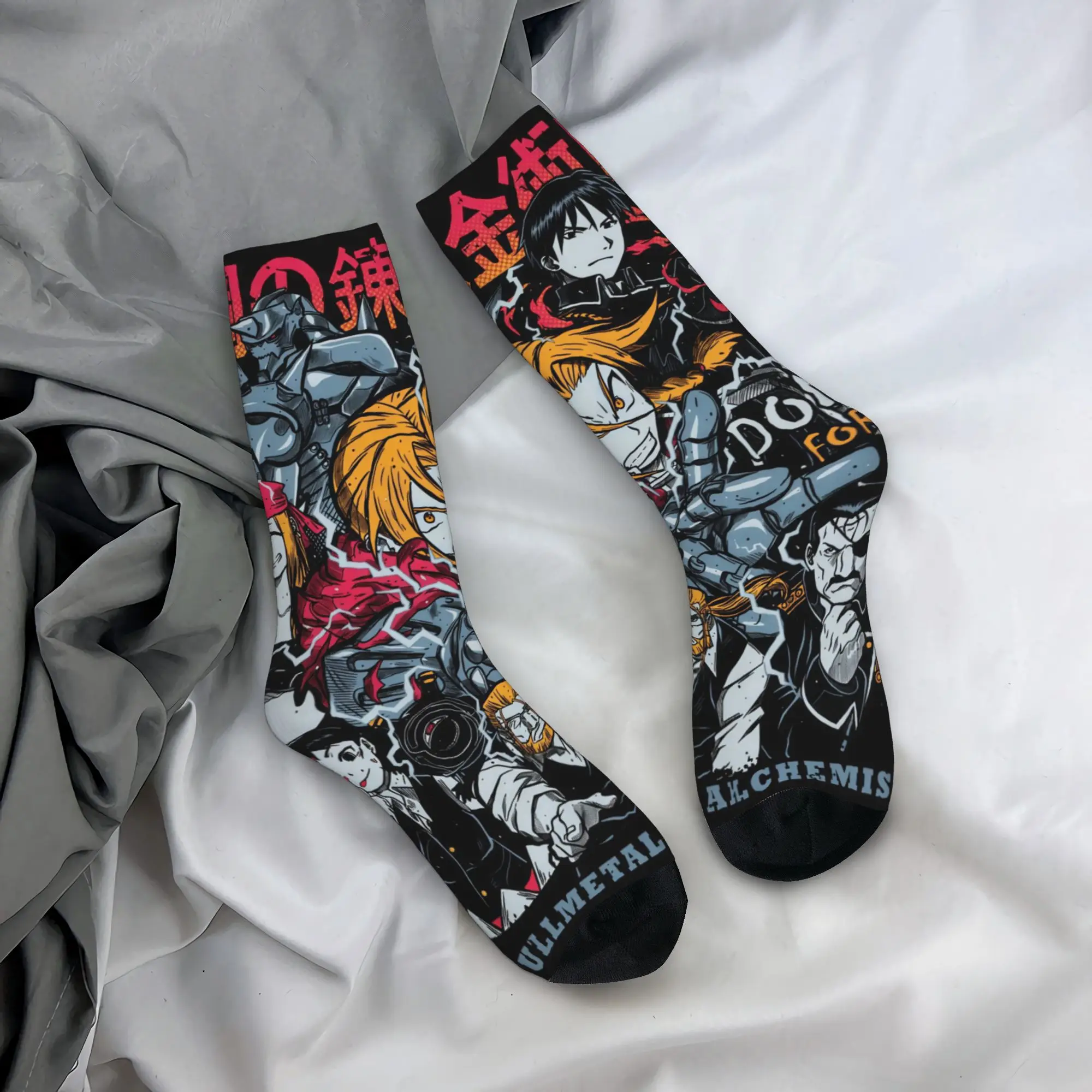 Cute Anime F-Fullmetal A-Alchemist Socks Women Men Warm 3D Printed Japane Manga  Football Sports Socks