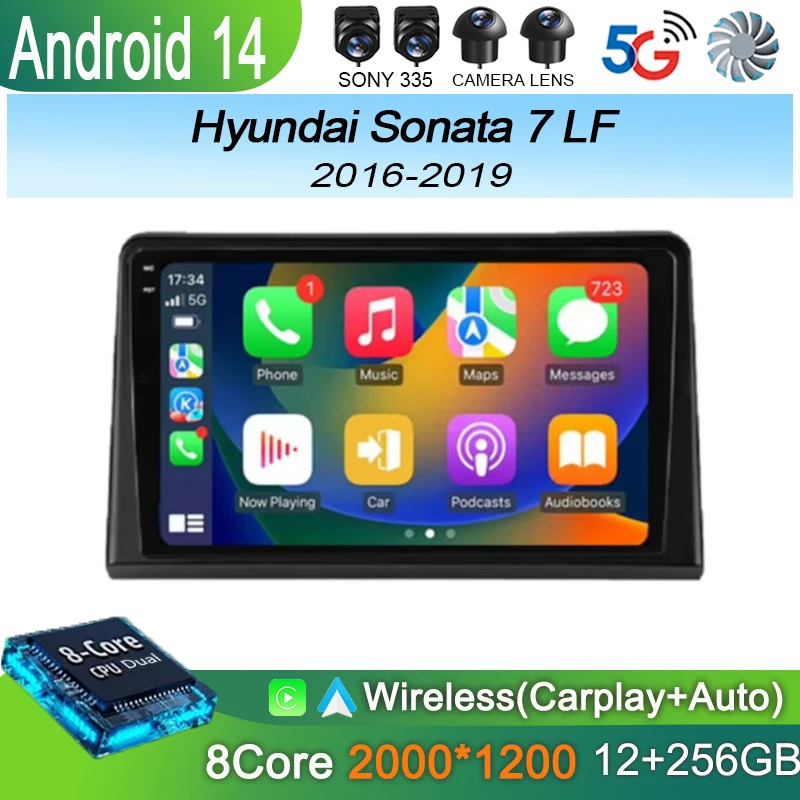 

Автомобильный радиоприемник Android 14 для Hyundai Sonata 7 LF 2017-2019 мультимедийный стерео видеоплеер навигация GPS беспроводной Carplay Auto DSP