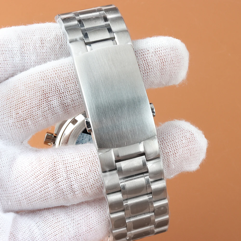 VK63 Case 40mm 316L Solid Stainless Steel Watch Case Bracelet Moon Back Cover Fit VK63 VK64 Quartz Chronograph Movement