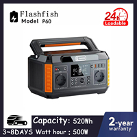 Flashfish P60 Portable Power Station 500W Solar Generator 520Wh Lithium ion Battery Home Backup Outdoor Camping Mobile power
