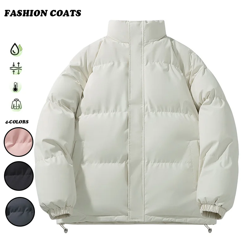 

Зимние модные повседневные хлопковые пальто, толстая теплая куртка-пуховик с воротником-стойкой, универсальные высококачественные однотонные парки с хлебом