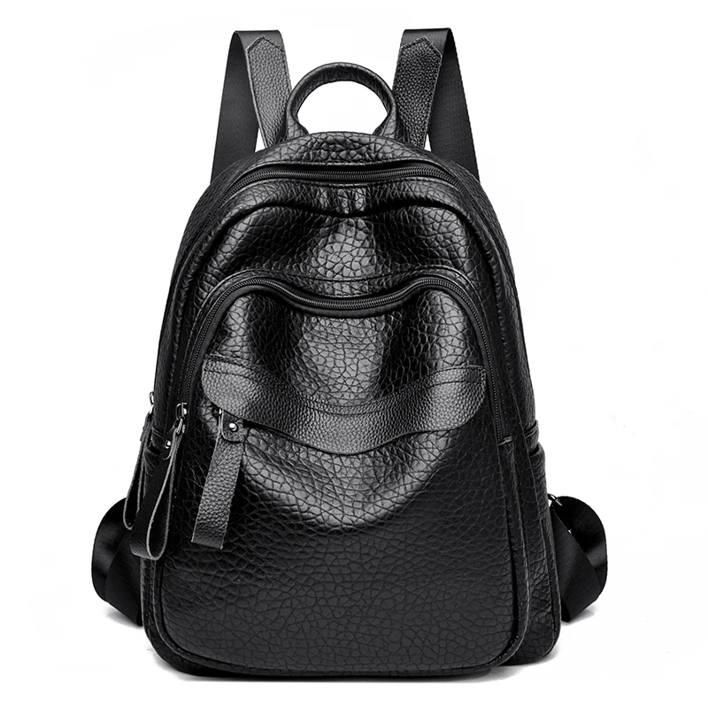 PU Female Bags Backpack Shoulder 2024 Female Women\'s Travel Bag Fashion Black High-Capacity Ladies Portable Shoulder Bag