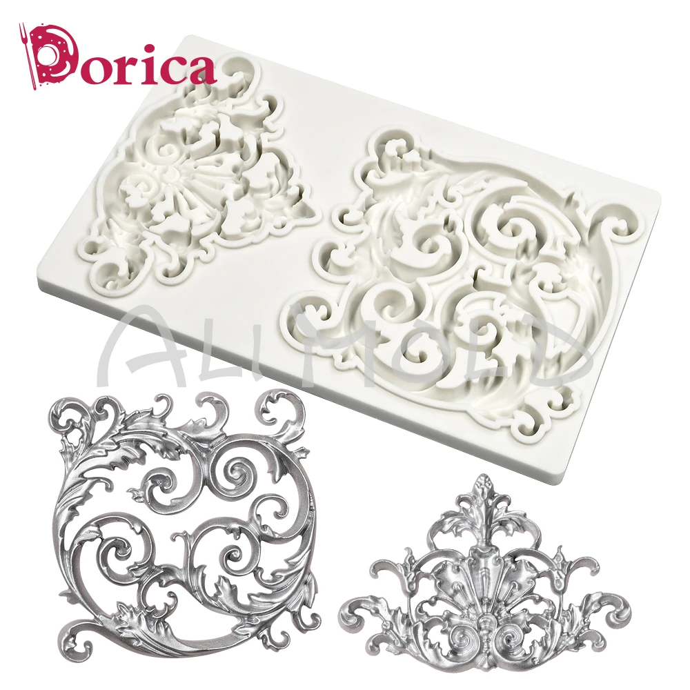 باروكو تصميم منقوش قالب سيليكون فندان ، قالب كعكة الشوكولاتة ، نموذج طين راتنج ذاتي الصنع ، أداة تزيين المنزل ، أدوات خبز #6