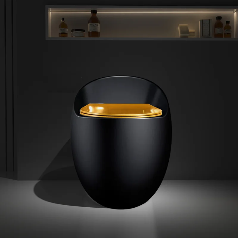 New black and gold toilet ceramic creative personality colored egg toilet water saving big impulse