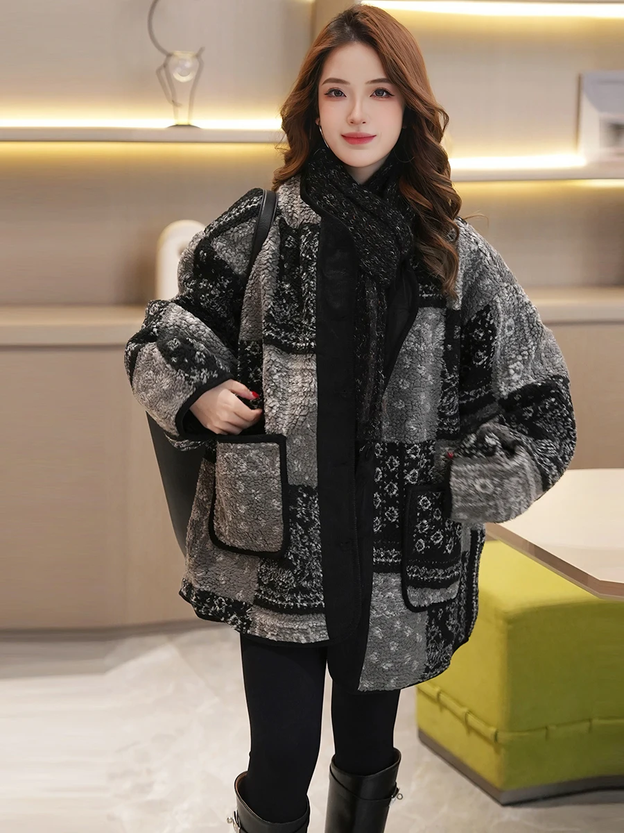 

Женское зимнее пальто Linda Retro Bla White из хлопка, средней длины, свободного кроя, утепленное, с V-образным вырезом и длинными рукавами