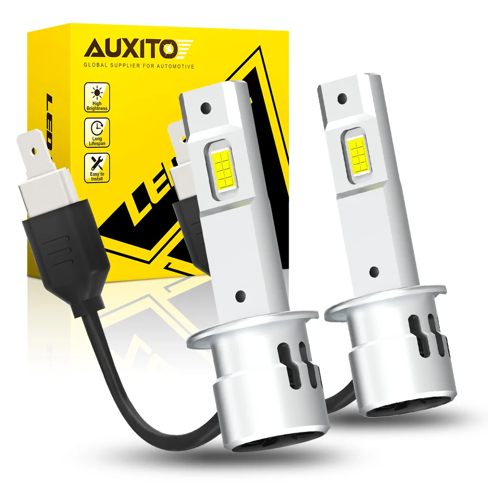 AUXITO 터보 H1 360 캔버스 헤드라이트, 강력한 LED H1 하이빔, 6500K 슈퍼 화이트 CSP, 12V 자동차 전구, 플러그 앤 플레이, 20000LM, 55W, 2 개