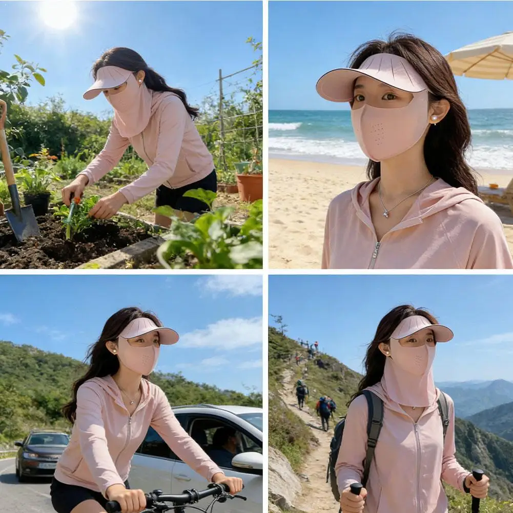 Outdoor Ice Silk Sun Protection Mask Summer Full Face Anti-UV Neck Scarf Dustproof Breathable Sunshade Face Mask