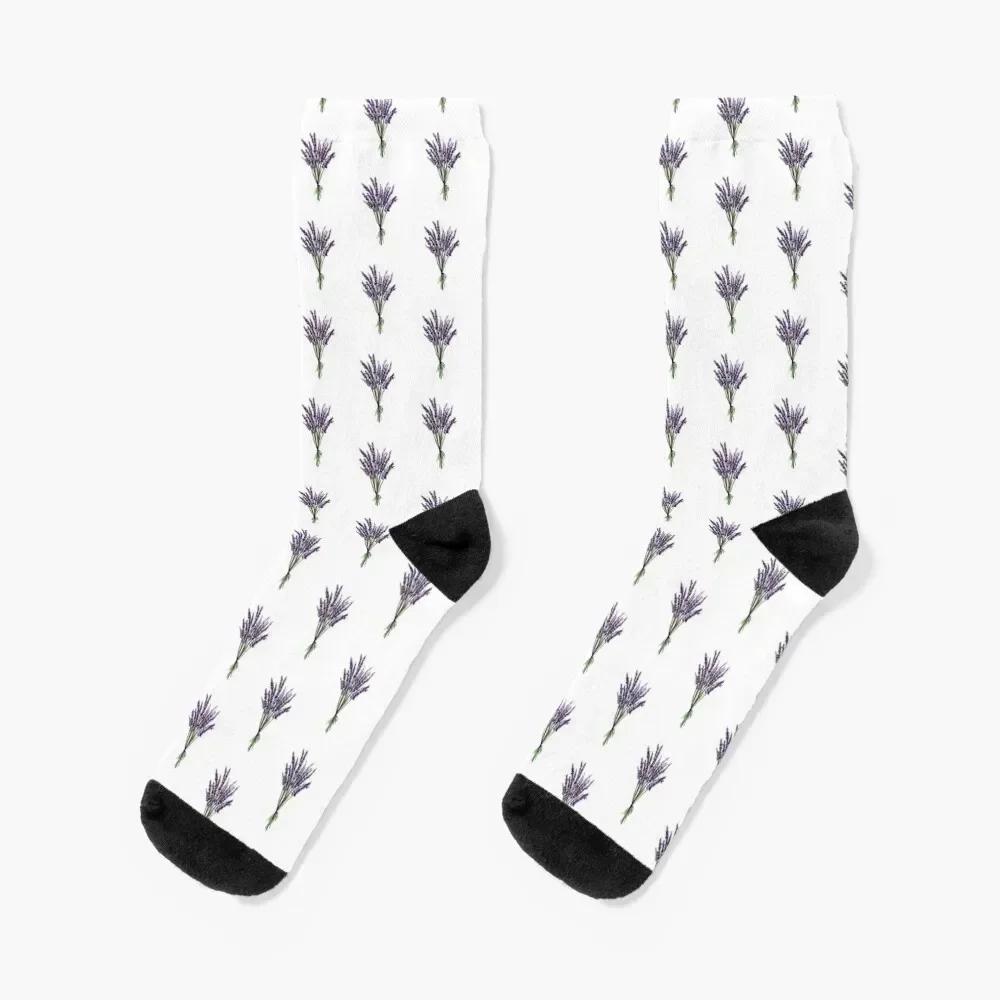 Watercolor Lavender Bouquet Pattern Socks Climbing designer brand cotton warm winter Men's Socks Luxury Women's