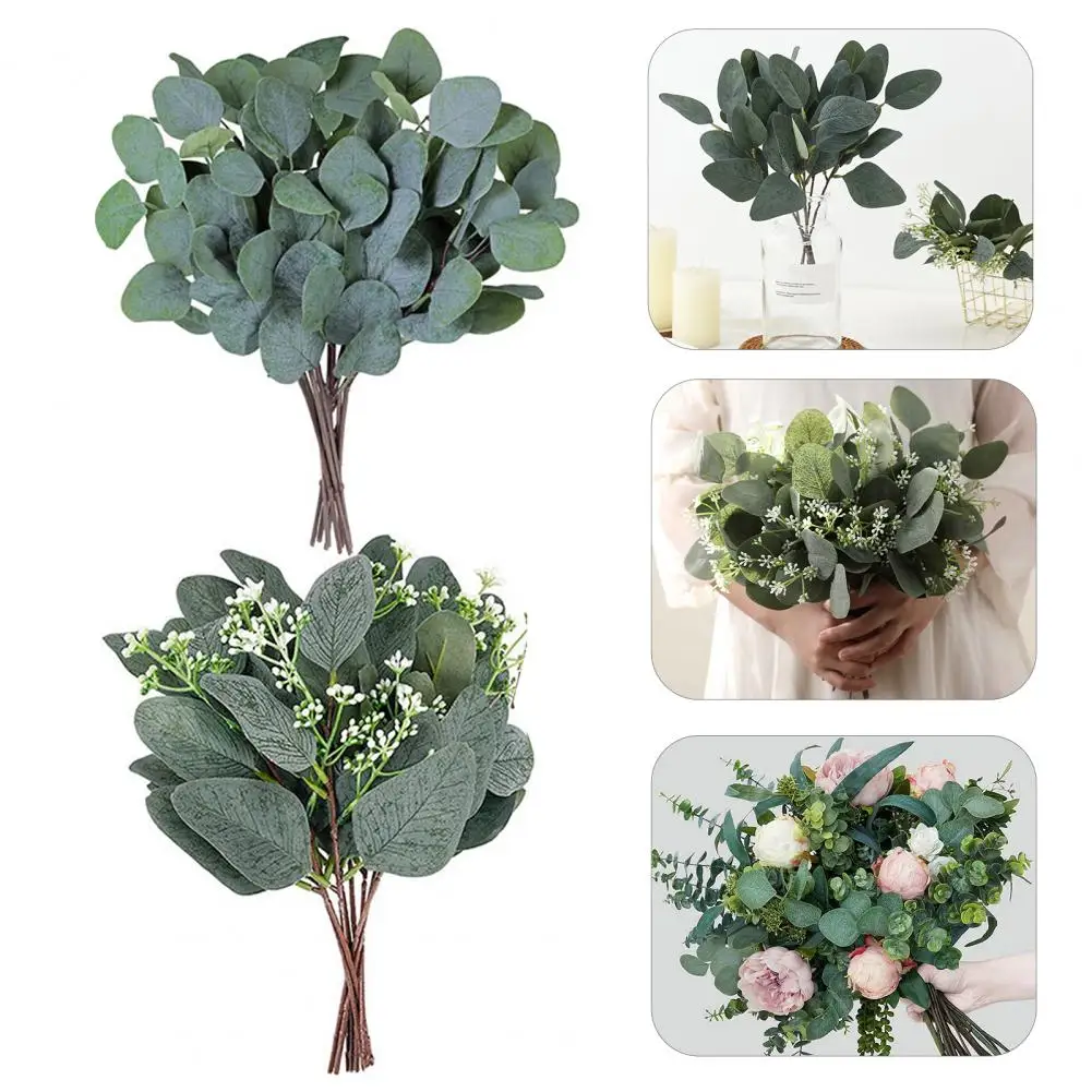 Fake Eucalyptus Leaves Faux Green Plants Decoration Realistic Artificial Eucalyptus Leaves Branches with for Home for Table