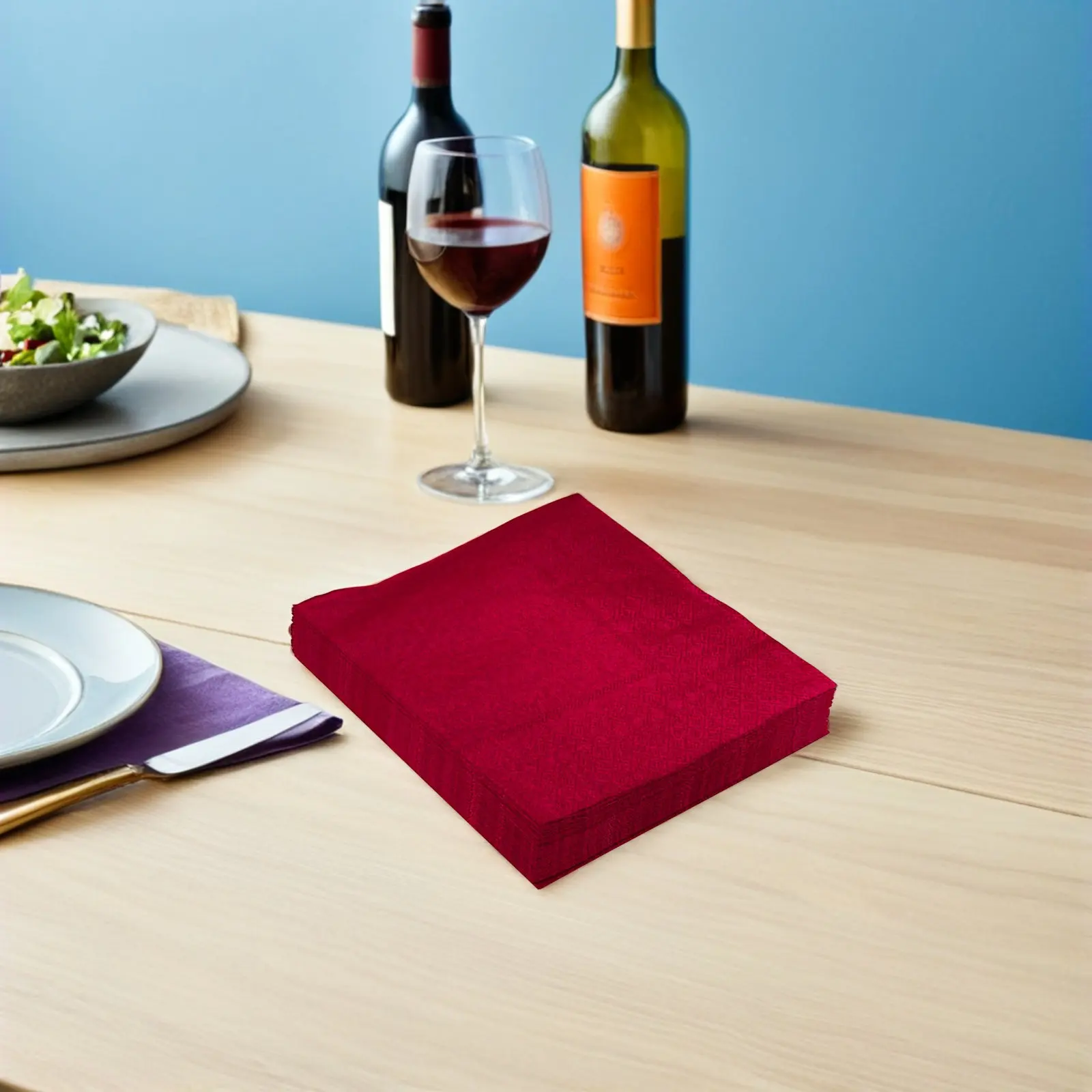 

40Pcs Red Disposable Paper Napkins 33Cm Square Dinner Napkins for Christmas Party Wedding Bbq Dessert Beverage Luncheon
