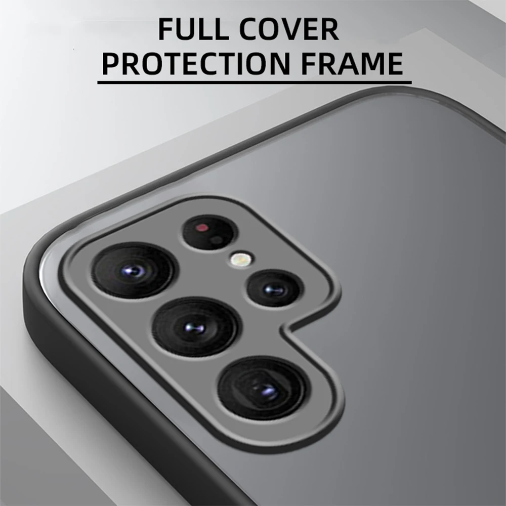 Armor Matte Case For Samsung Galaxy S24 S23 S22 S21 Ultra Plus A52 A52S A53 A54 A14 A13 A12 A32 5G Shockproof Bumper Hard Case