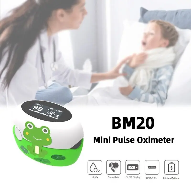 

Пальцевой оксиметр Berry Child для маленьких детей, милый дизайн, высокая точность, 1-6 лет, перезаряжаемый BM20, детский