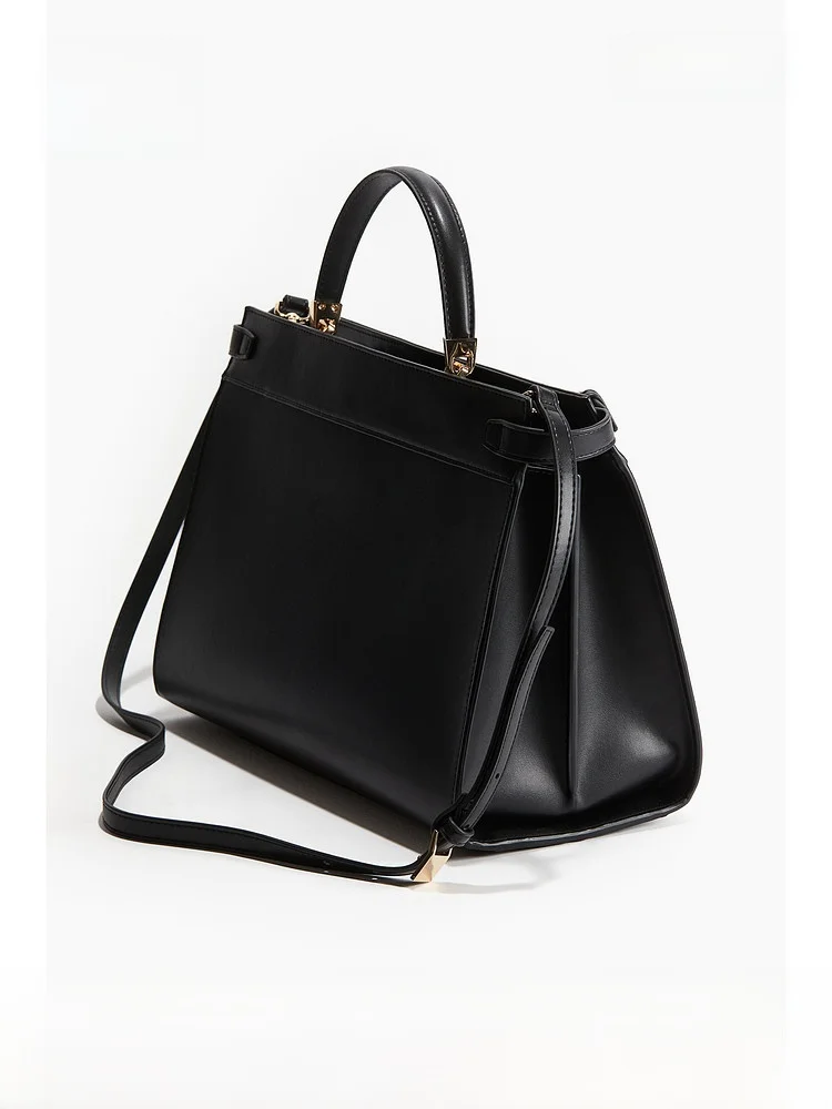 

H&M Women's Medium Shopping Bag Summer Crossbody Handbag Belt Decorated Shoulder Bag Stylish Polyester Tote for Ladies