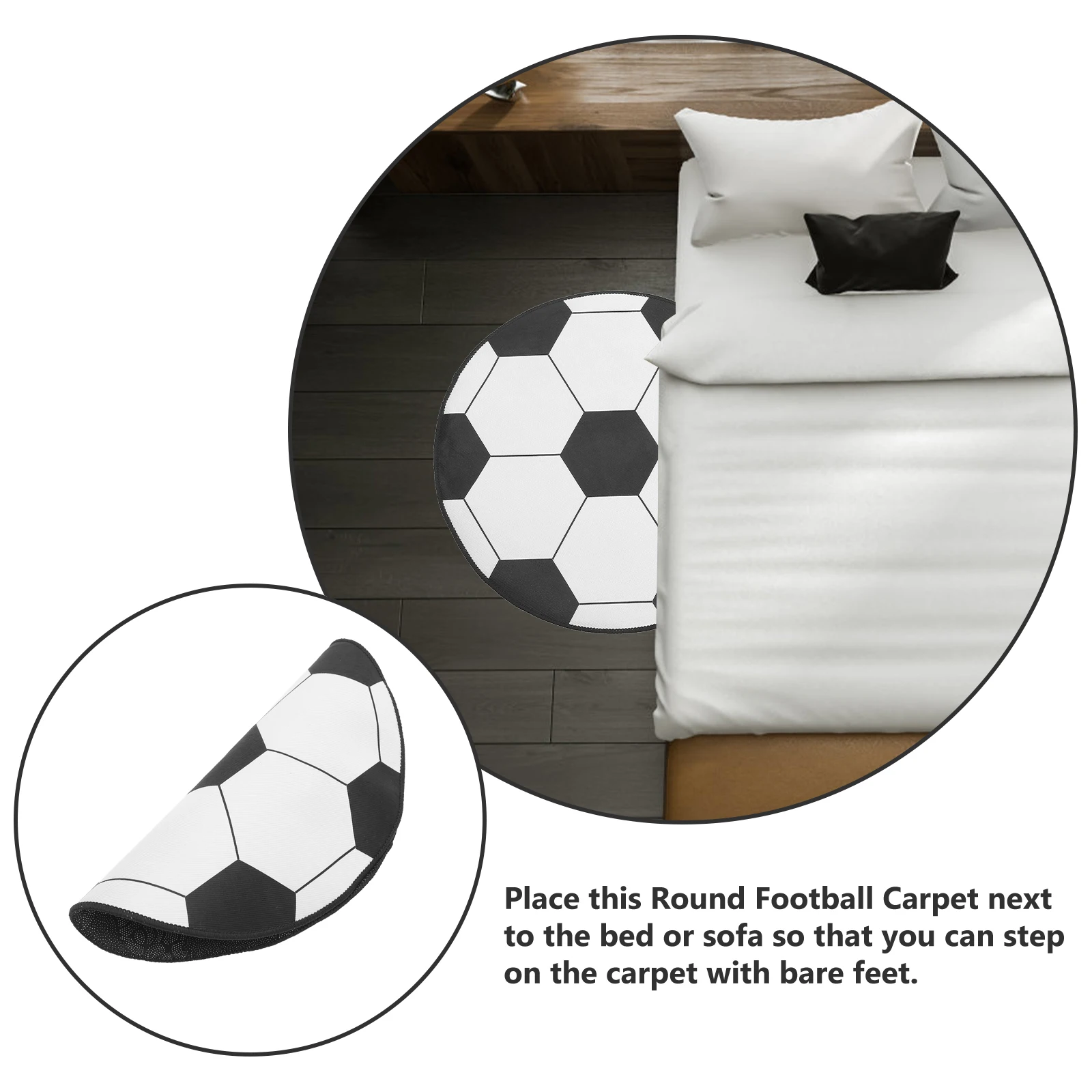 

Football Computer Chair Mat Living Room Floor Round Rug Non-slip Comfortable Cartoon Carpet Polyester Shaped