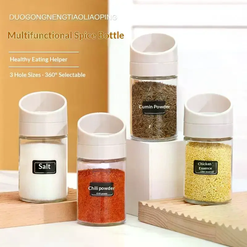 1/4PCS Kitchen Salt Bottle Plastic Sealed Moisture-Proof Seasoning Jar Outdoor Multi-Purpose Seasoning Box Rotating Lid