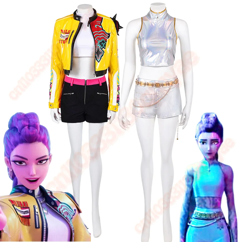 

Костюм для косплея «Охотник на демонов» KPop Rumi, 2021, желтые наряды, серебряная форма, женские костюмы для взрослых и девочек с героями мультфильмов, костюмы на Хэллоуин