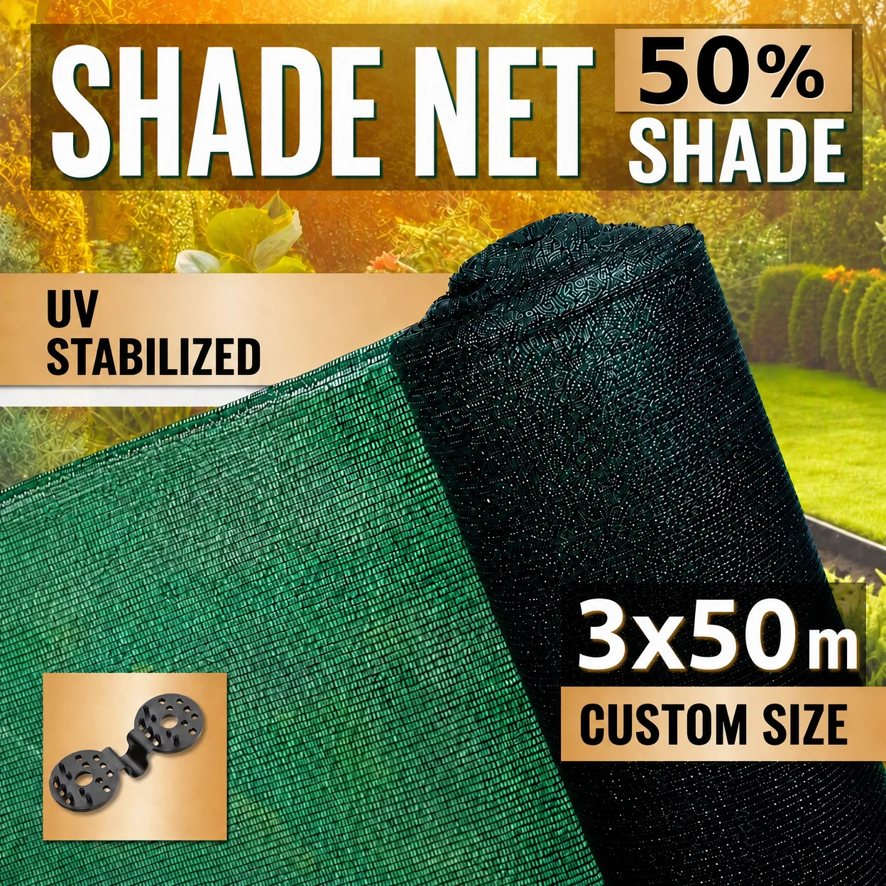 Custom Size 100% Virgin HDPE Dark Green Agricultural Shade Net UV Stabilized 50% Shade For Greenhouse Nursery Farm Garden Crops