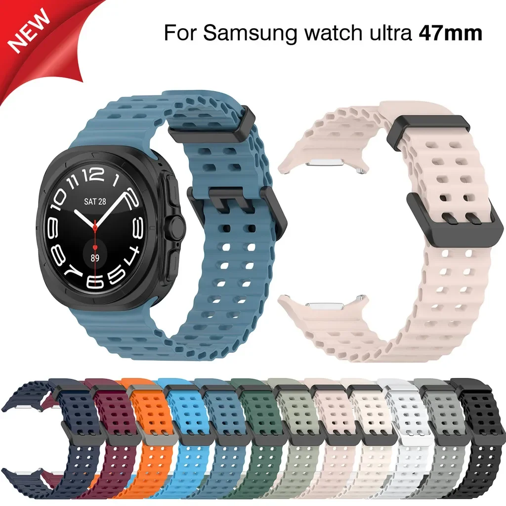 Miękki silikonowy pasek do sportowej, oddychającej bransoletki Samsung Galaxy Watch Ultra 47 mm