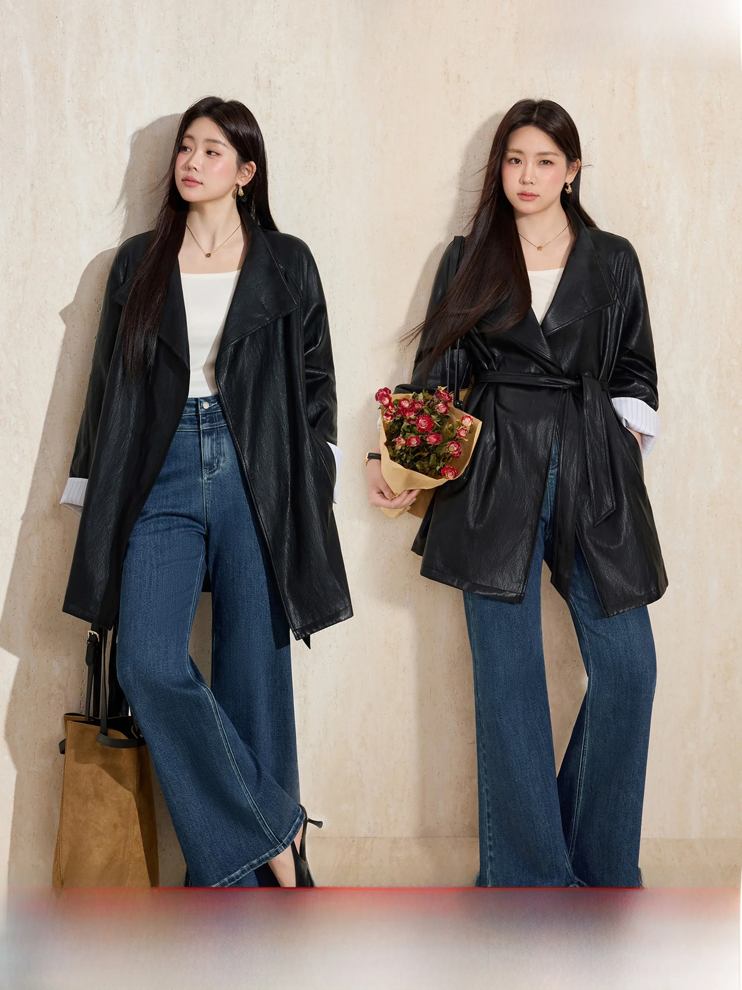 

Женская моющаяся куртка из искусственной кожи большого размера Blue Language, новый весенний сезон, универсальная верхняя одежда Sli