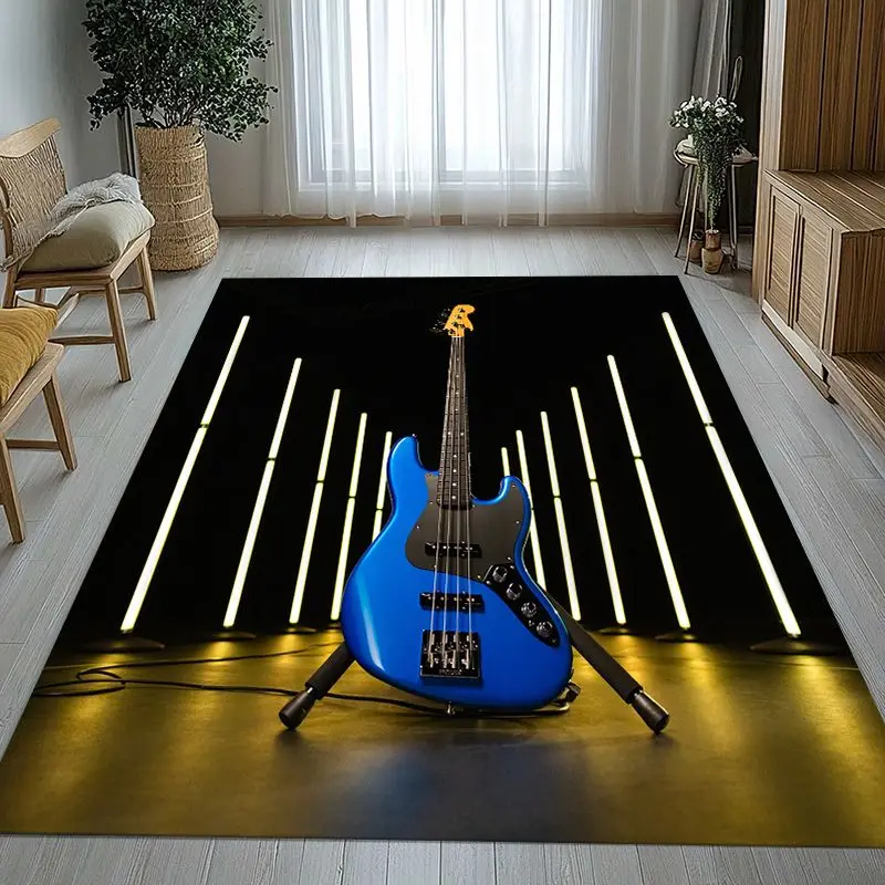 Fender Guitar Theme Rock Music Soft Non-Slip Large Area Rug for Living Room,Bedroom Playroom Carpet Mat for Sofa,Home Decor Gift