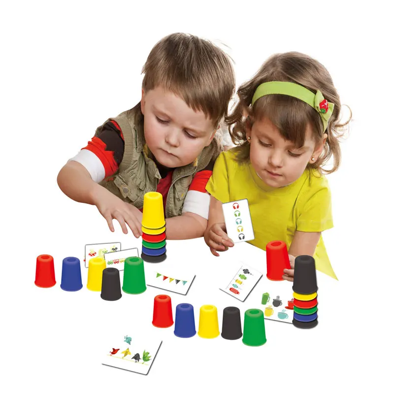 

Educational Card Matching Game 30PCS Plastic Stacking Cup Toy For 4+ Kids