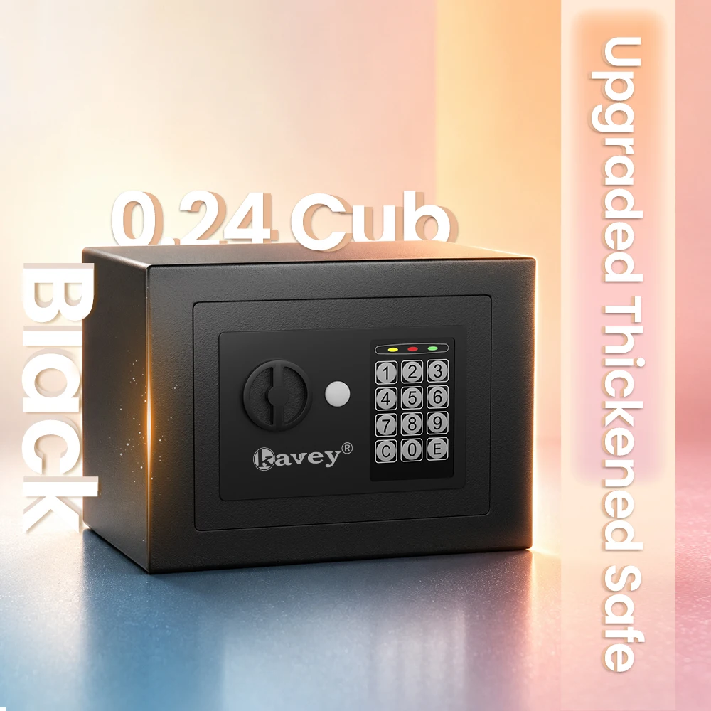 Digital Security Safe Box for Home, Electronic Keypad Lock Box for Money, Jewelry, Important Documents and Guns, Emergency Spare Keys, Mountable Personal Safety Safe for Home, Office, Hotel & Household Storage