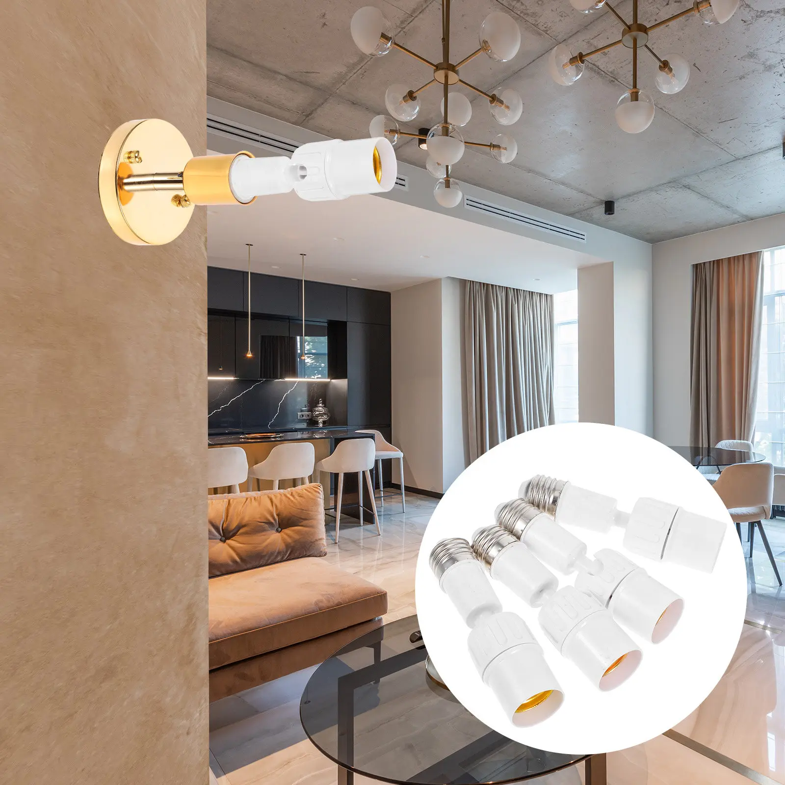 4Pcs Light Bulb Extender Socket Adapter E27 to E27 Adjustable Light Socket Extension for Indoor Outdoor Lighting