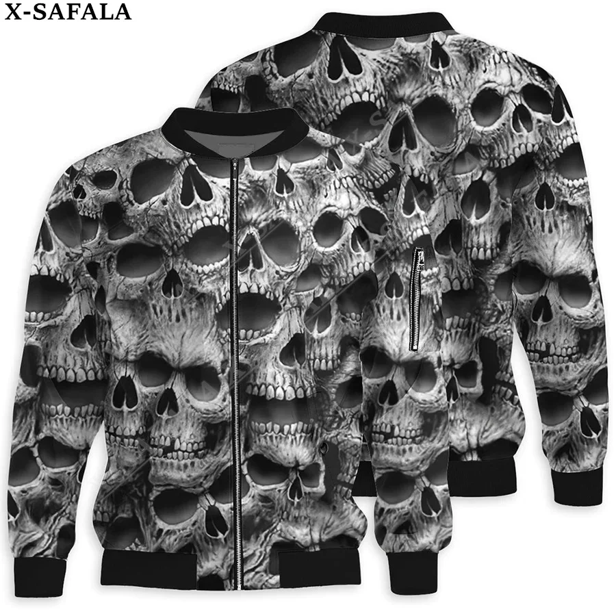 

Trippy Skull Halloween Flame Screaming 3D Bomber Jackets Zipper Jacket Casual Thick Coat Unisex Harajuku Men Women Streetwea-3