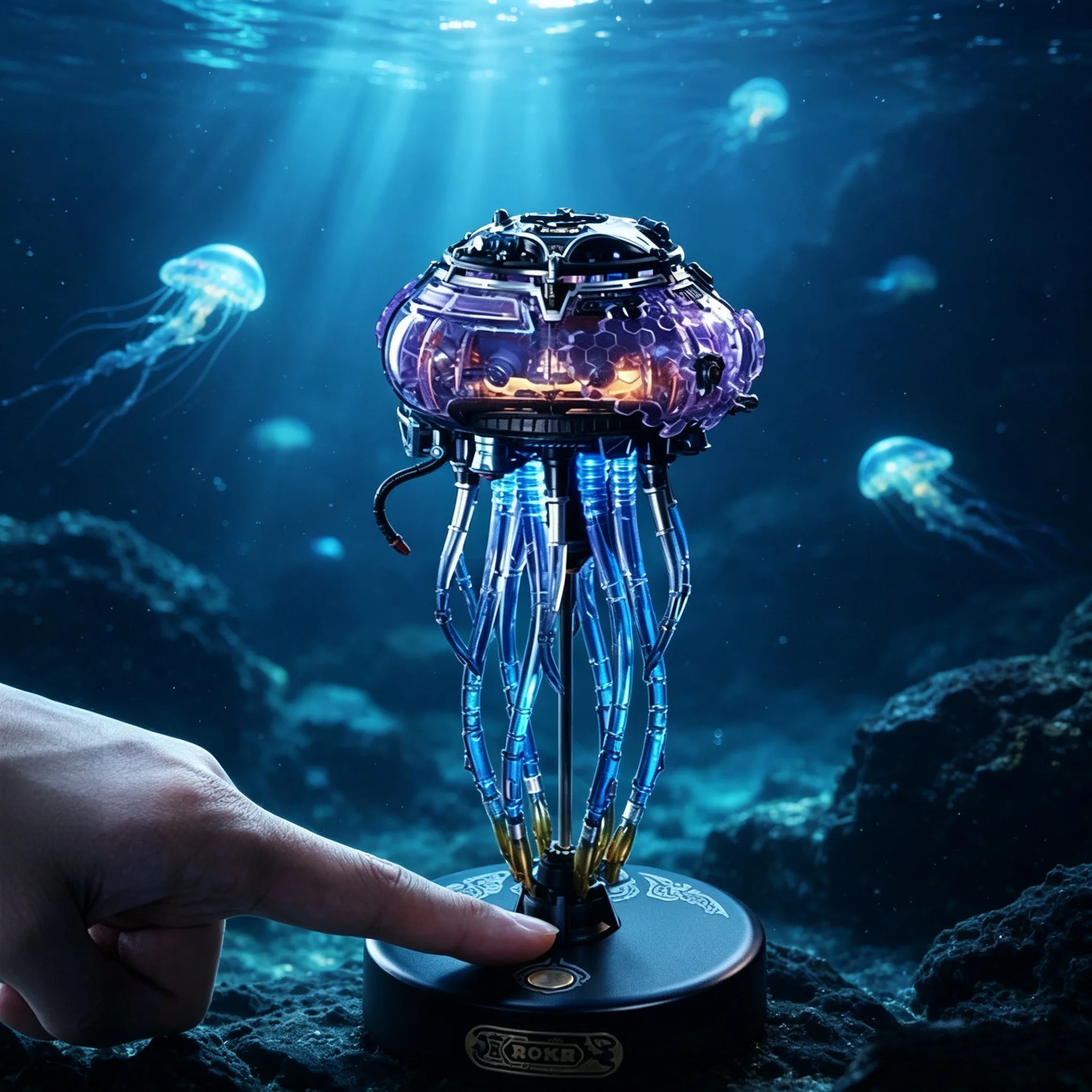 New 3D Mechanical Jellyfish Creative DIY Assembly Action Model with Breathing Light Desktop Ornament Decorative Collectible Gift