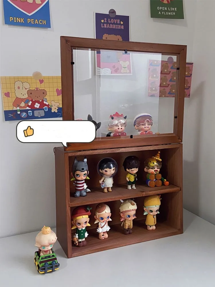 ヴィンテージ木製人形ディスプレイキャビネット 大型収納ボックス